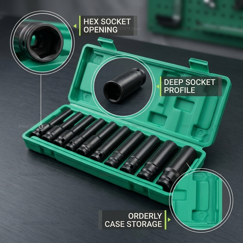 10pcs Socket Wrench Set 8-24mm - Hand Tools In Workshop ulasan dan harga